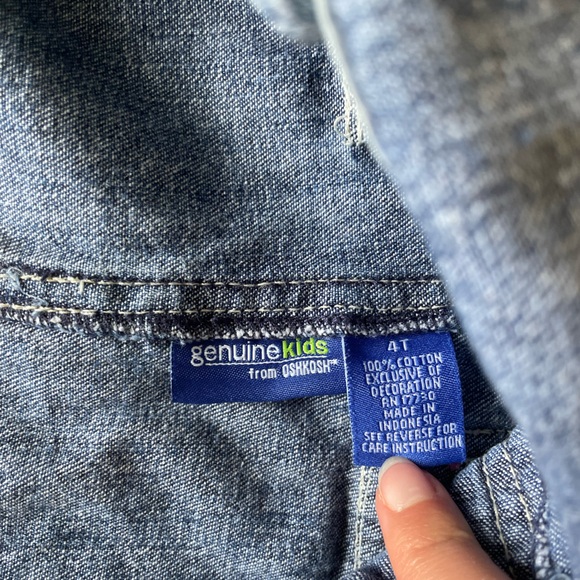 Vintage Girls Genuine Kids Oshkosh Denim Overalls with Embroidered Flowers - Picture 11 of 11